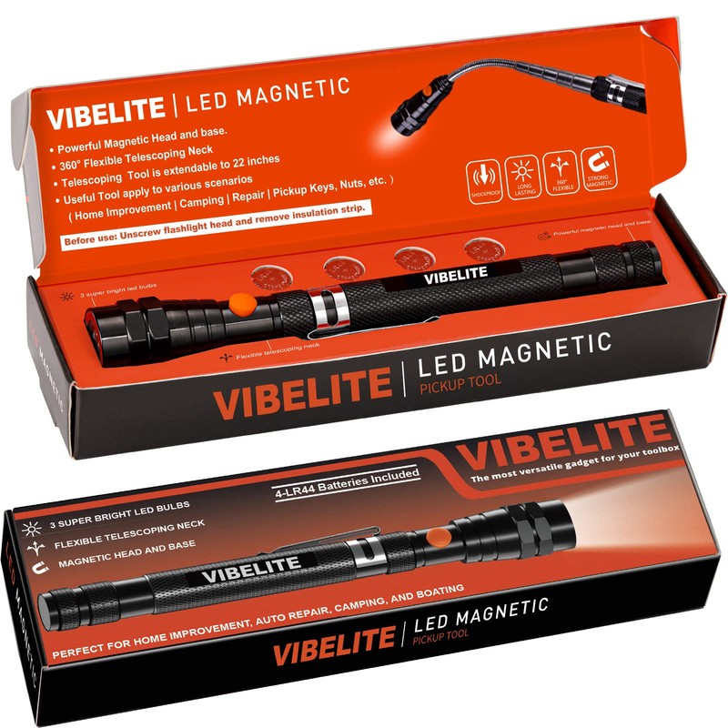 VIBELITE Gifts for Dad, Magnetic Pickup Tool with LED, Telescoping