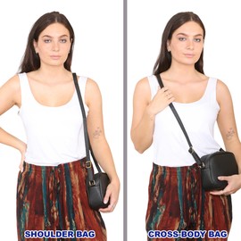 RATAZ - Cross Body Bag For Women, PU Leather Black Side Bag For Women With Extendable Strap (Ladies Handbags) Over The Shoulder Bag, Black Handbags & Shoulder Bags Women, Across Body Bag For Women