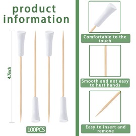 100 Pieces 4.6 Inch Golf Tee Toothpicks for Appetizers Decorative Golf Themed Tee Skewers Disposable Bamboo Sandwich Fruit Cocktail Picks for Catered Events Buffet Party Supplies White