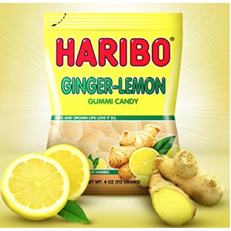 Haribo Gummy Candy, Ginger Lemon, 4 Ounce