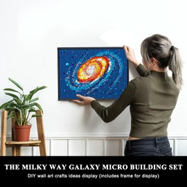 PQKIE The Milky Way Galaxy Micro Mini Building Set for Adults, 2438Pcs 3D Wall Art Building Toy for Home Office Decor, DIY Space Decor Kits with Display Stand,Creative Birthday Gift Toy for Kids Teens
