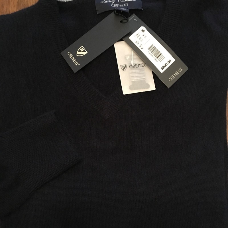 Daniel Cremieux Men's Luxury 100% Cashmere Sweater Navy Blue Medium