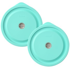 Replacement Lids for Pyrex 7200-PC 2 Cup, Silicone Round Storage Cover Lid for Anchor Hocking Glass Bowl 2 Pack with Date Mark Turquoise