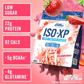 Applied Nutrition Applied Nutrition ISO-XP Whey Protein Powder C 22g Protein, Low Fat, Low Carb Whey Isolate Protein Powder, Rich in Amino Acids, Grass-Fed, Soy Free, Halal Certified (1kg - 40 Servings) (Strawberry)