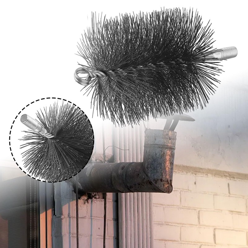 4 inch Chimney Brush, Round Steel Wire Fireplace Flue Pipe