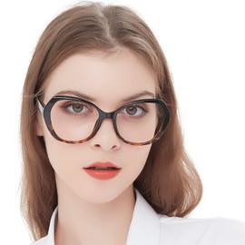 AEZUNI Trendy Oversized Reading Glasses Women Fashion Large Ladies Readers 100 125 150 175 200 225 250 275 300 350 400 500 600 (Brown,2.25)