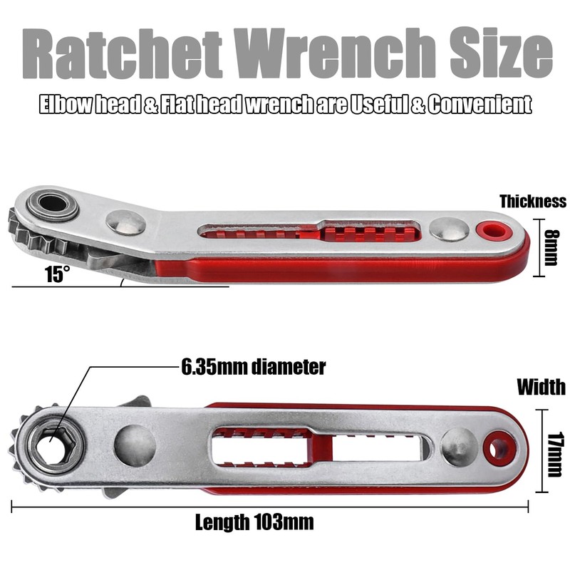 Bestgle 2 Pcs Mini Ratchet Wrench Set Flat Head &