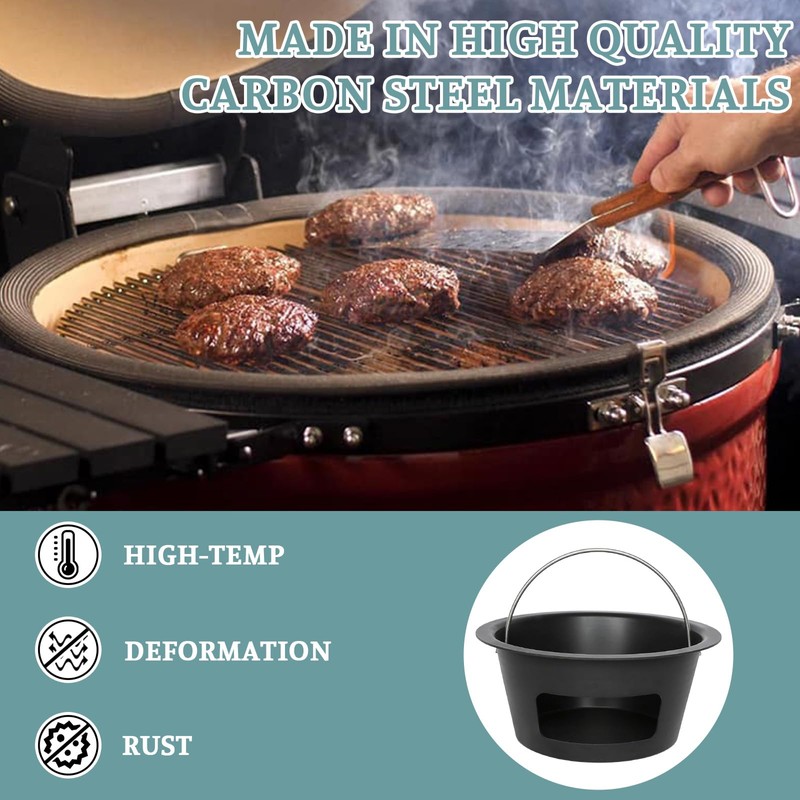 KAMaster Kamado Grill Ash Can with Foldable Handle - Carbon