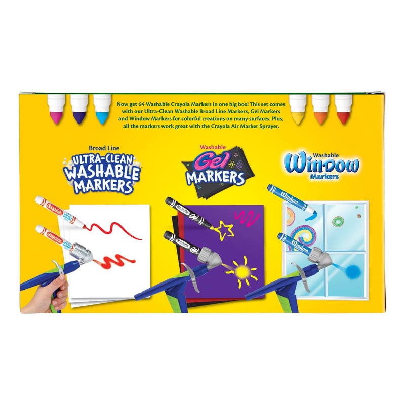 Crayola Washable Broad Line Marker Variety Set (3 Styles), Classroom
