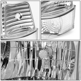 Auto Dynasty LED Chrome Housing Clear Side Headlight w/Bumper Lamps+Tool Kit Compatible with Ford F-150 F-250 F-350 92-96