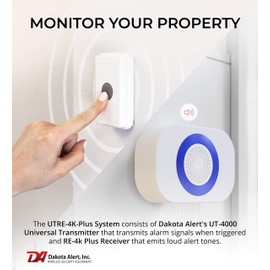 Dakota Alert Doorbell UTRE-4K Plus - One Mile Wireless Door Bell, Panic Button, Door Contact - UT-4000 Universal Transmitter & RE-4k Plus Receiver with12 VDC and Relay Outputs, Wireless Mailbox Alert