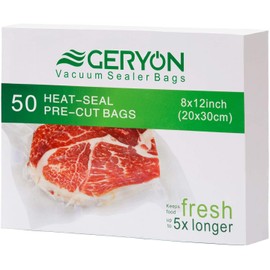 GERYON Vacuum Sealer Bags, 50 Pcs Quart Size 8" x 12" Commercial Grade PreCut Bag, Food Vac Bags for Storage, Meal Prep or Sous Vide, Suitable for all Type Vacuum Sealer Machine