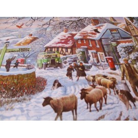 Bits And Pieces 500 Piece Steve Crisp Puzzle "Country Winter Bus" 18"x24" Bits & Pieces