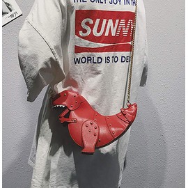 QZUnique Dinosaur Shoulder Bag for Women 3D Animal Novelty Purse Zipper Crossbody Handbag Clutch Messenger Bag for Girl