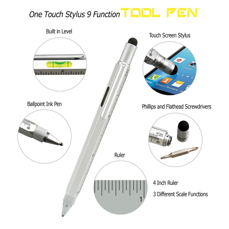 Monteverde USA One Touch Tool Pen, Ballpoint Pen, Silver (MV35211)