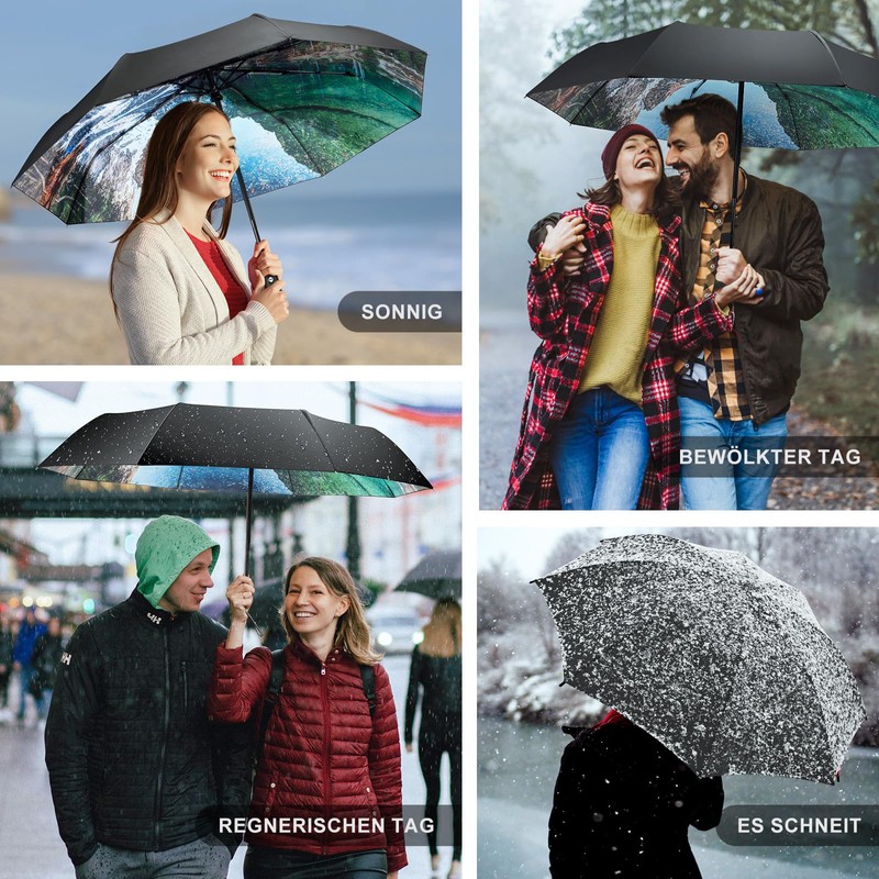 ZUOYOUZ Travel Umbrella Printed with Nature Elements Sun Protection Portable