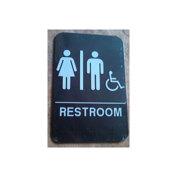 ADA Signage RESTROOM w/ Wheelchair Black Sign ADA Compliant Public