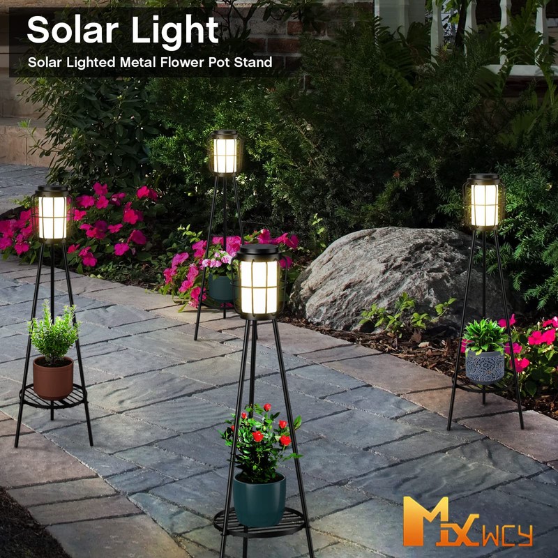 MXwcy 2 Pack Solar Lights Outdoor with Plant Stands -
