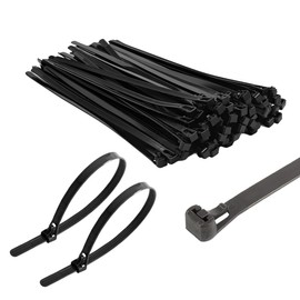 TERF® 50 Pcs Reusable Black Cable Ties 370mm (14.57'') X 7.6mm Heavy Duty Nylon Releasable Adjustable Wire Cable Ties Zip Wraps Plastic Tie for Home Office Garden Garage Workshop DIY Purpose Use