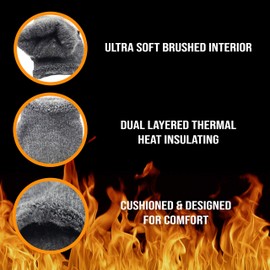 12 Pairs Mens Thermal Socks, Brushed Interior Warm Winter Thick Heavy Duty Cushioned Crew Sock, Bulk Pack (US, Alpha, One Size, Regular, Regular, Black)