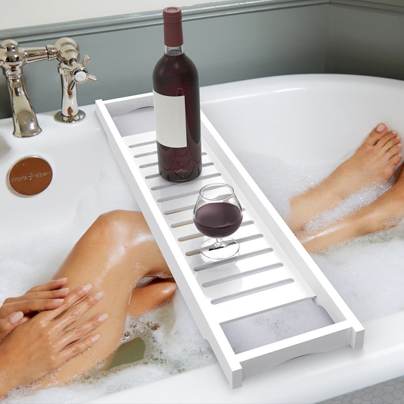 Luxury Slim Bridge Bath Tray Bathtub Storage Rack Shelf Organizer