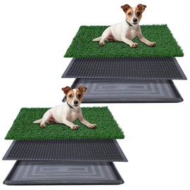 Artificial Grass for Dog Potty – 20x25 inch,Strong Absorbency Grass Pad, Dog Grass Pad with Tray, Dog Potty Training Pad, Dog Litter Box with Grass，2 Pack
