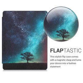kwmobile Case Compatible with Kobo Aura H2O Edition 2 Case - eReader Cover - Cosmic Nature Blue/Grey/Black