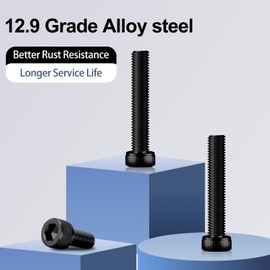 180Pcs M3x12mm Hex Socket Head Cap Screws Bolts,12.9 Alloy Steel Black Oxide,Allen Drive, Full Thread,with Hex Wrench, for HVAC/Metal Shelving