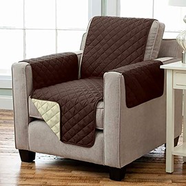 Kamaca Reversible Chair Cover, Armchair Pad Relax with Armrests and Pockets Armchair Throw Warm and Soft to Protect of the Upholstery, Backrest Protection, Can be Used on Both Sides