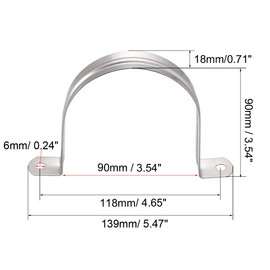 uxcell 90mm(3.5") Rigid Pipe Strap, 2 Holes 304 Stainless Steel Tension Tube Clip Clamp 4pcs