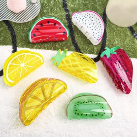 Fruit Print Hair Claws Non Slip 3" Medium Hair Claws Clips Cute Vivid Color Women Girls Hair Accessories, Watermelon Shape