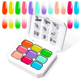 U-Shinein Gradient Painting Gel, 9 Colors Ombre Gel Nail Polish for Ombre Nails Aura Nails French Manicure Soak Off UV Long-lasting Home Salon DIY Nail Art Rainbow Candy