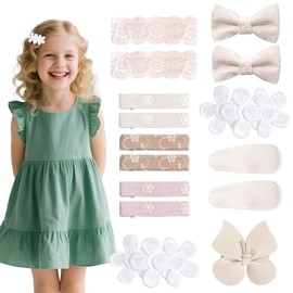 Yolyoo 15Pcs Baby Hair Clips with Bows Butterfly Flower,2inch Fully Lined Anti Slip Handmade Barrettes for Baby Toddler Girls Hair Accessories
