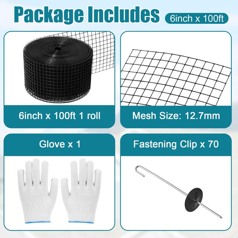 LOMGDOVC Solar Panel Bird Mesh Kit 6in x 100ft PVC