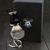 Mens Silver Tip Badger Hair Shaving Brush with Black Metal