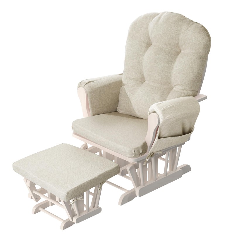 HOMBYS Glider Rocker Replacement Cushions with Storage Side Pocket,Linen-Like Fabric,