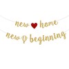 New Home New Beginning Banner, Gold Glitter New House Welcome