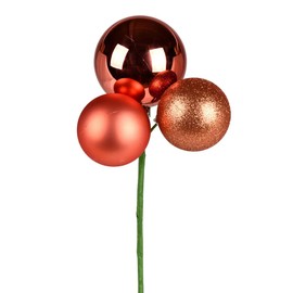 Vickerman 18" Coral Ball Ornament Christmas Pick. There are 4 Picks per Pack.