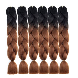 Shangxiu 6 Packs/Lot, Ombre Braiding Hair, Kanekalon Synthetic Hair Extensions, Jumbo Braids 24 Inch/61cm, Ombre Braiding Hair Extensions Black/Brown