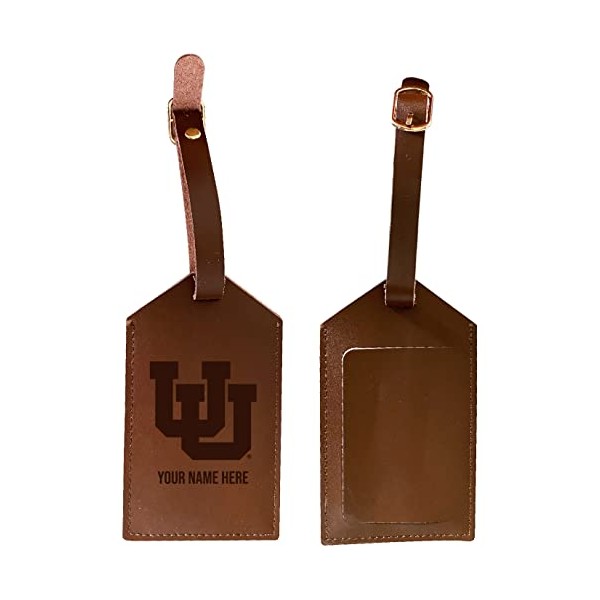 Personalized Customizable Utah Utes Engraved Leather Luggage Tag with Custom