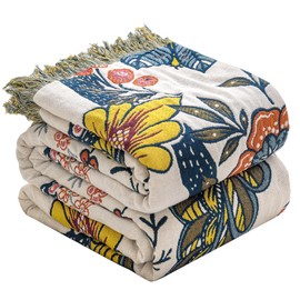 STASOPTK Boho Throw Blanket for Bed,100% Cotton Ultra Soft Rustic Quilt 60”x80”Summer Blanket Travel Muslin Blanket Home Decor Large Bed Blankets All Season Throws for Women Mom