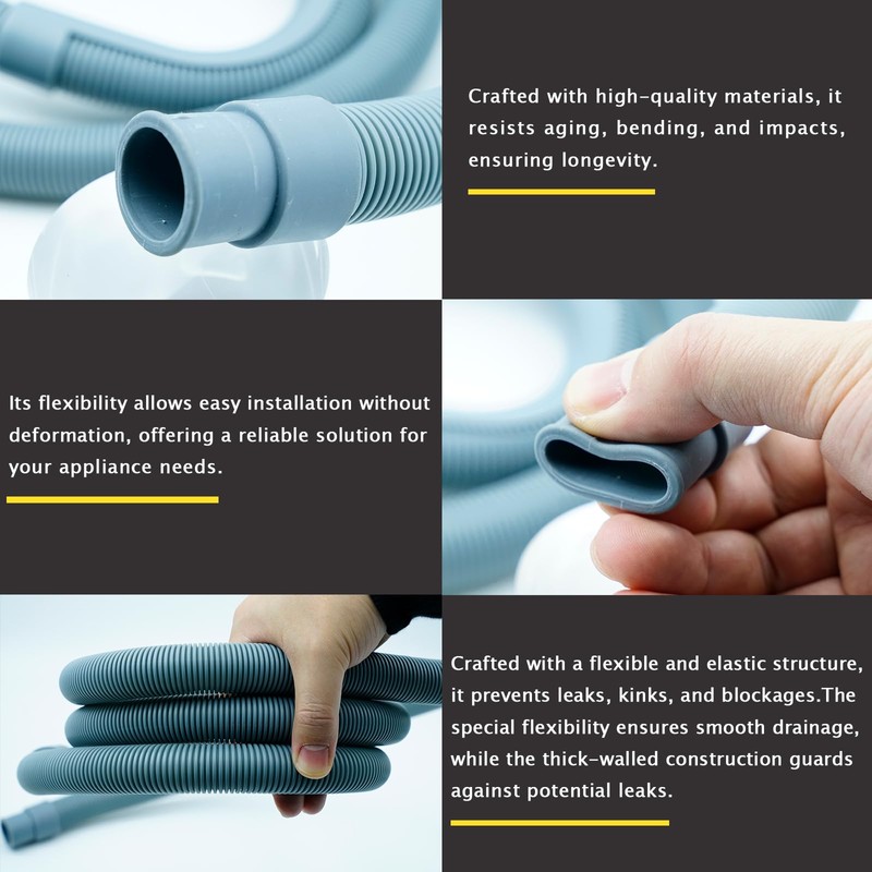 2m Universal Drain Hose Extension Kit with Connector and Clamps,
