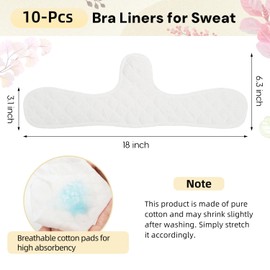 10-Pcs Bra Liners for Sweat Cotton Interdry Bra Liner, Washable Triple-Layer Breast Under Bar Sweat Pads, Breathable for Summer Sport and Nursing