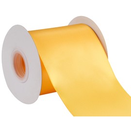 Joycrosso 100mm Double Faced Satin Ribbon 22 Meters-Roll Set for Chair Sash Gift Wrapping Party Favor Home Decoration Craft Supplies, Yellow Gold