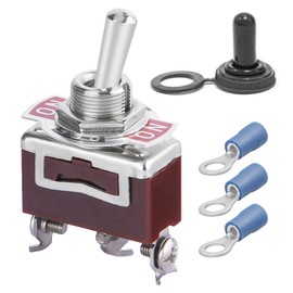 2-Pack Momentary Toggle Switch with Waterproof Cap KN3C-123, (ON)-Off-(ON) SPDT 3Pin 10A 12mm/0.47" Rocker Switches Copper Terminal for Auto Car Marine Boat