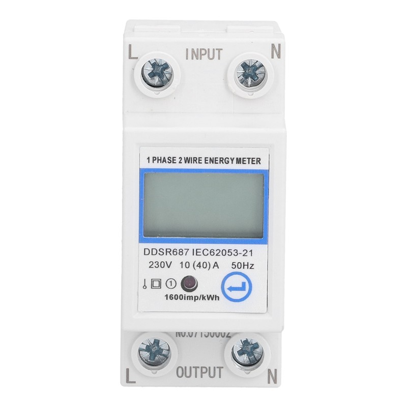 1 Phase 2 Wire Energy Meter Multifunctional LCD Digital Display