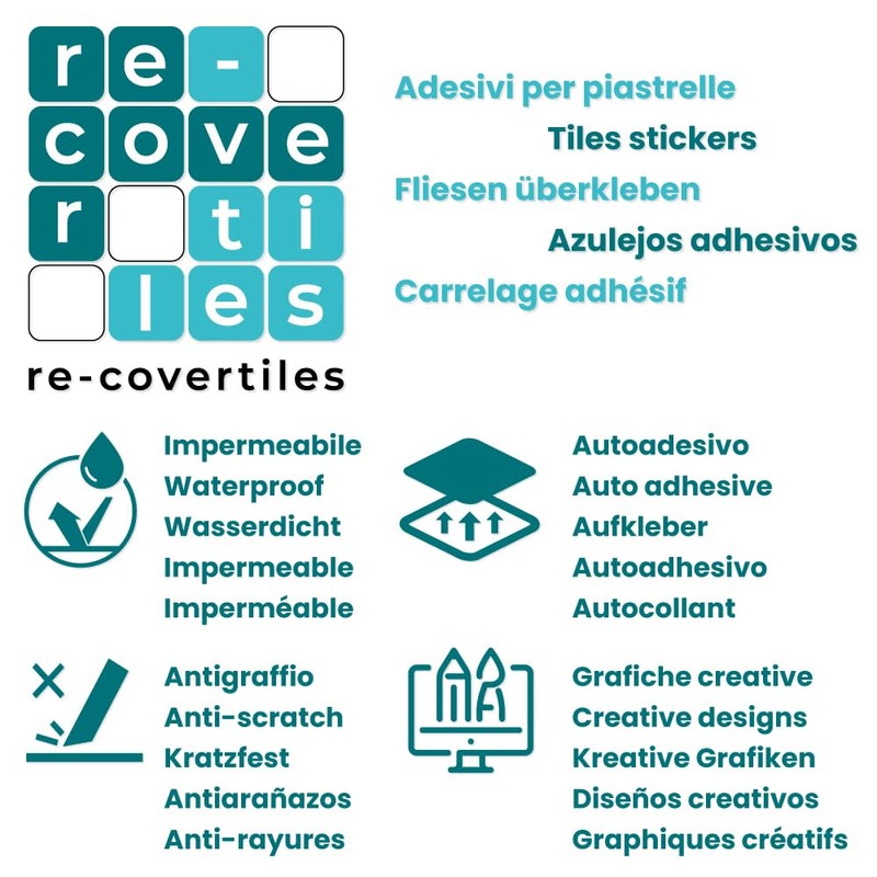 RE-COVERTILES - PS00033 Tile Stickers Bathroom and Kitchen 10 Pieces