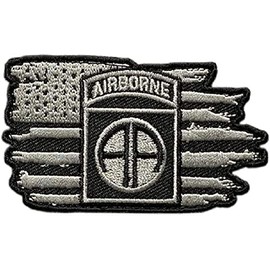 82nd Airborne Tattered USA Flag Morale Appliques Patch (Hook Backing -TA-3)