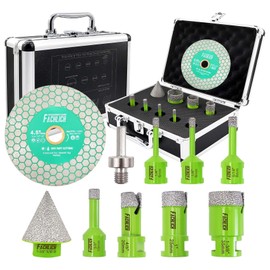 FACHLICH Tile Hole Saw Kit Diamond - (6/6/8/10/20/25/35mm Drill Bits+Chamfer Bit+Adapter+Tile Blade) Diamond Hole Saw Kit for Porcelain Ceramic Marble Brick Granite,5/8"-11 Thread