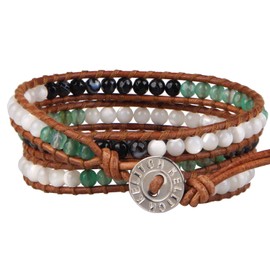 KELITCH Turquoise Wrap Bracelets Leather Braided Bracelets Bohemian Charm Bracelets